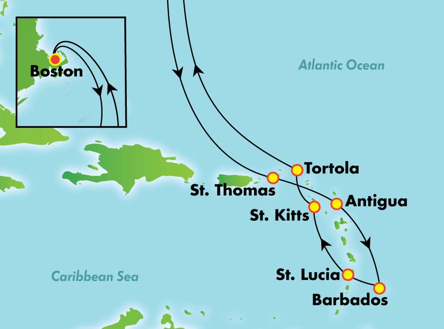 Caribe sur desde Boston, 13 días Caribe sur desde Boston, 13 días