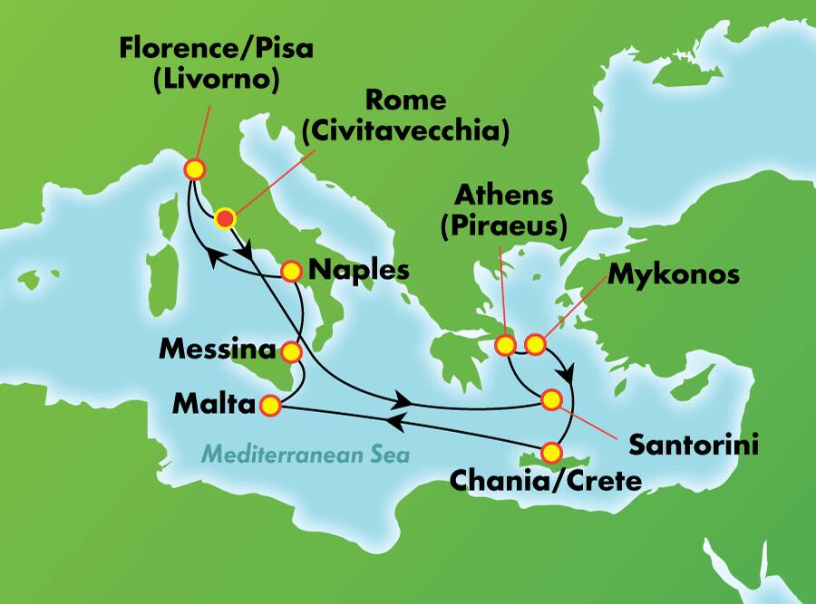 Islas griegas e Italia desde Roma (Civitavecchia), 10 días Islas griegas e Italia desde Roma (Civitavecchia), 10 días