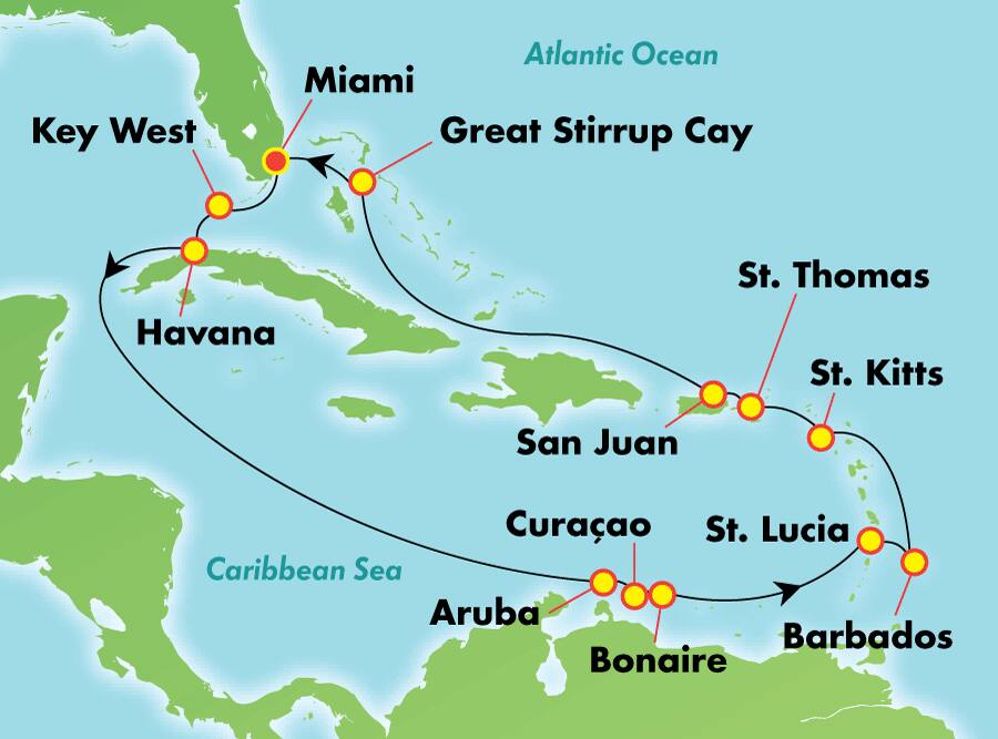 Cuba y el Caribe sur desde Miami, 15 días Cuba y el Caribe sur desde Miami, 15 días