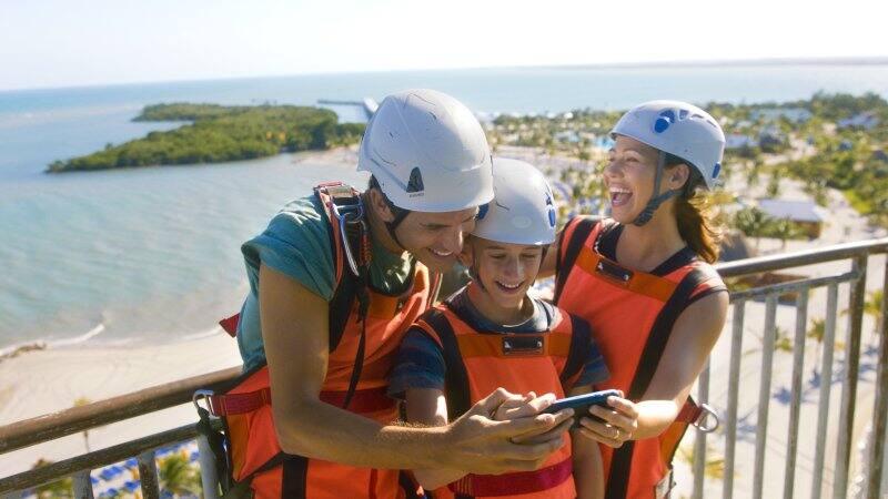 Zipline Selfie on Harvest Caye, Belize Zipline Selfie